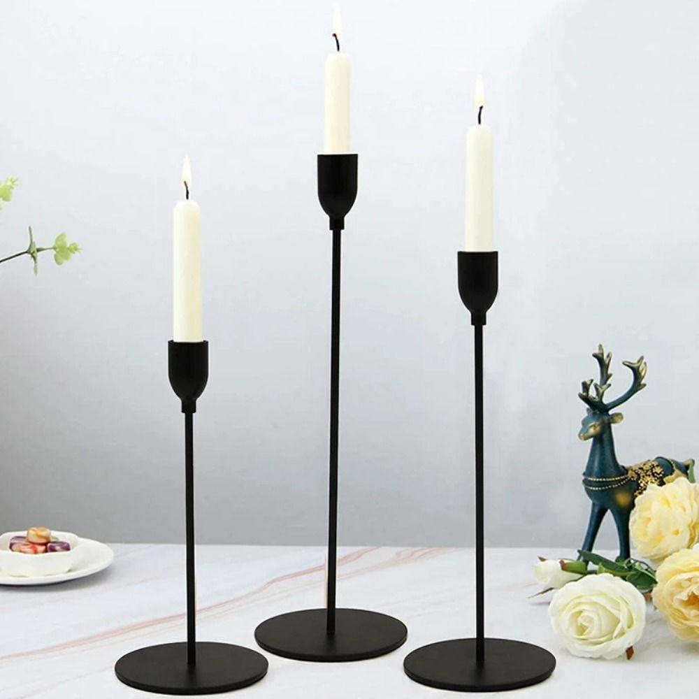 3Pcs Rust-proof Luxury Candlestick High Footed Candle Containers  Christmas Decoration