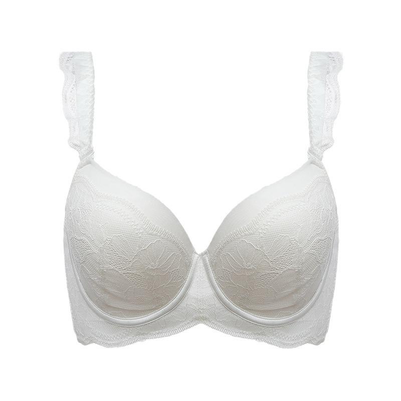 Large size sexy white underwear women's big breasts show small gathering anti-sagging breast adjustment bra