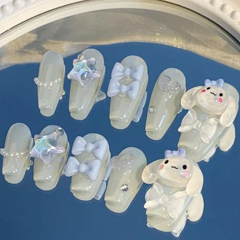 Handmade Cartoon Version Crystal Dog With Detachable Nail Stickers For Girls Adorable And Charming Style