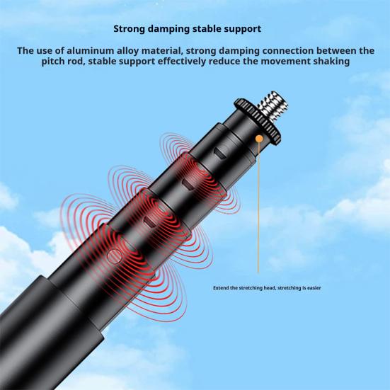 Selfie-Stick Verstellbare Verlängerungsstange Extra Lang Kompaktes Design Tragbar Actionkamera Selfie-Stick Zubehör