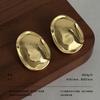 Minimalist Art Folded Irregular Oval Stud Earrings Mirror High-end Cold Wind Large Version Modified Face Earrings