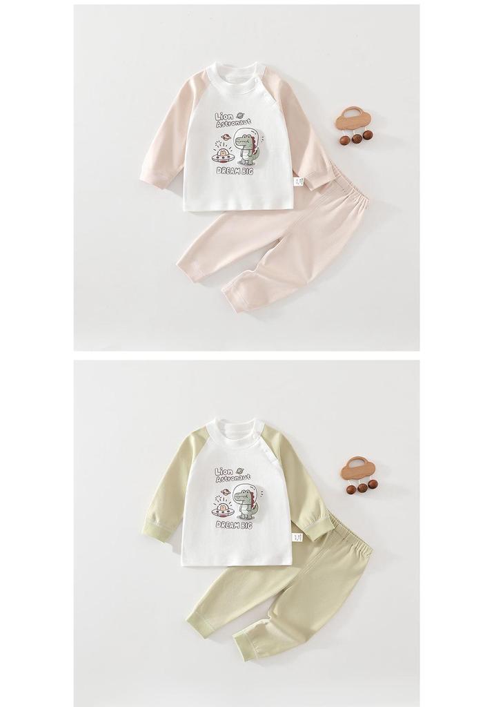 Dinosaur Baby Autumn Clothing Set: Pure Cotton Infant Pajamas, Separate Tops and Pants for Boys and Girls