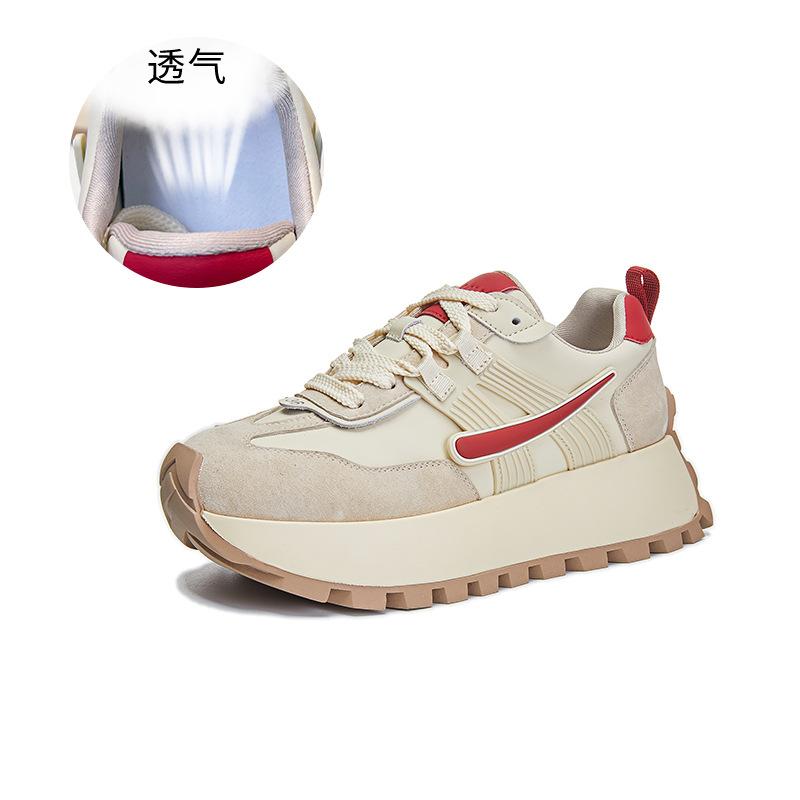 

Подошва из впитывающей кожи Forrest Gump, женская обувь 2025 года, новая спортивная обувь на платформе, повседневная женская обувь, подчеркивающая универсальность, модная обувь 40 красный