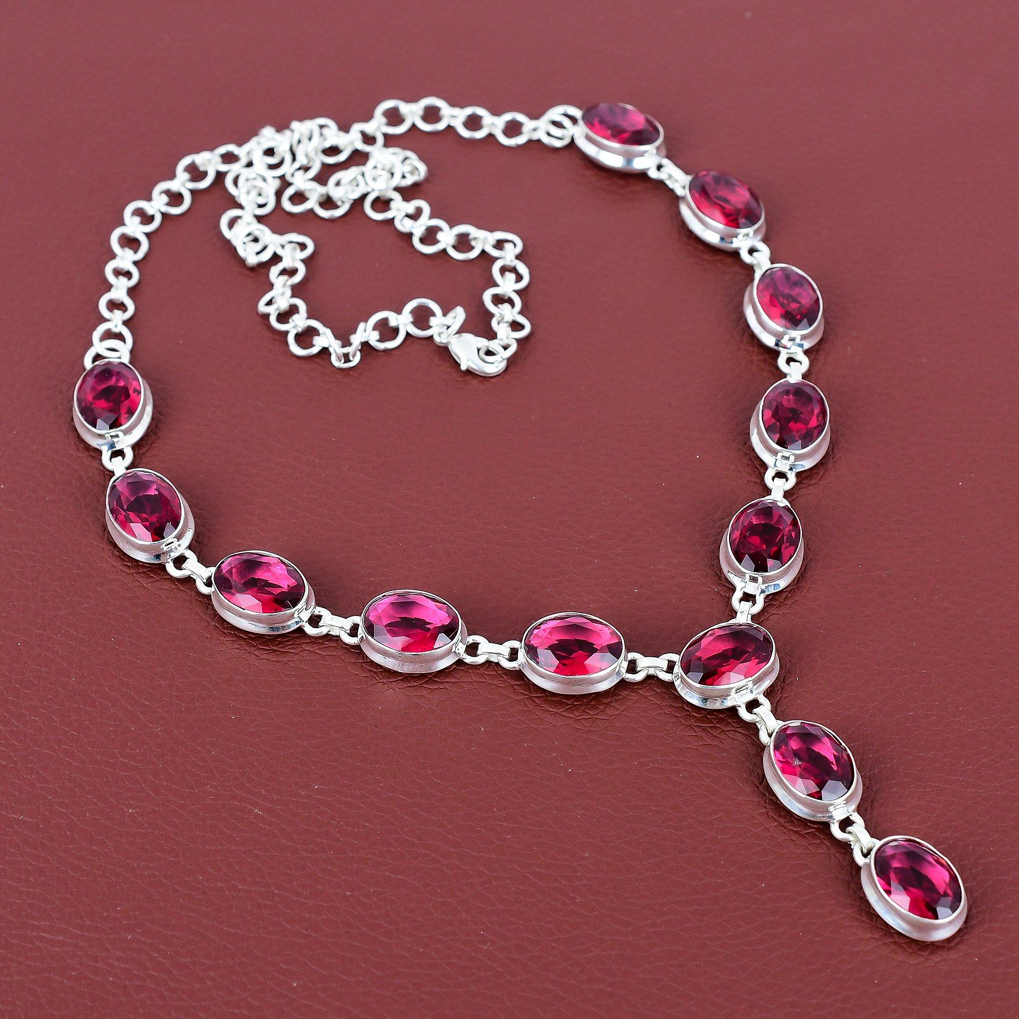 Faceted rubellite necklace gemstone necklace dainty