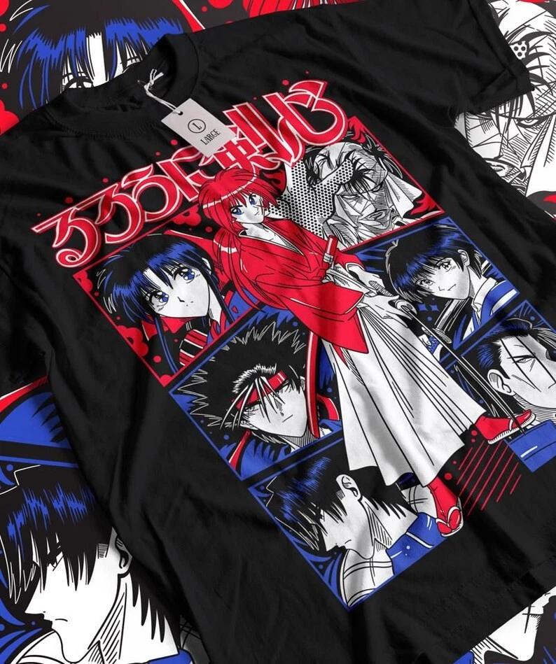 Anime Samurai Kenshin Black T Shirt Unisex Style S