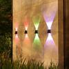 Solar Waterproof Wall Washer Light: Outdoor Courtyard Villa Decoration, Up/Down Lighting for Garden Atmosphere.