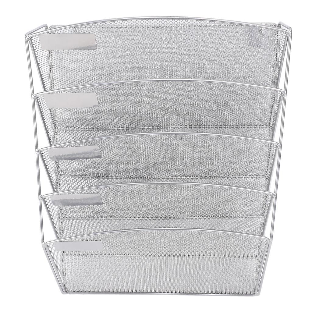 Wall Mount File Organizer 5 Tier Slanted Bottom Vertical Hanging Storage Rack for Office School Home Use