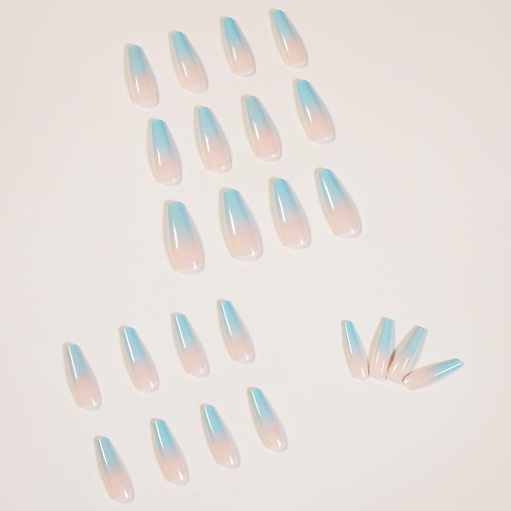 Barevné modré voděodolné samolepky na nehty pro baletní manikúru - Odnímatelné a nositelné umělé nehty