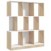8-Shelf Bookcase Furniture for Living Room and Bedroom, in Wood, 100x27x124 cm, Oak and White