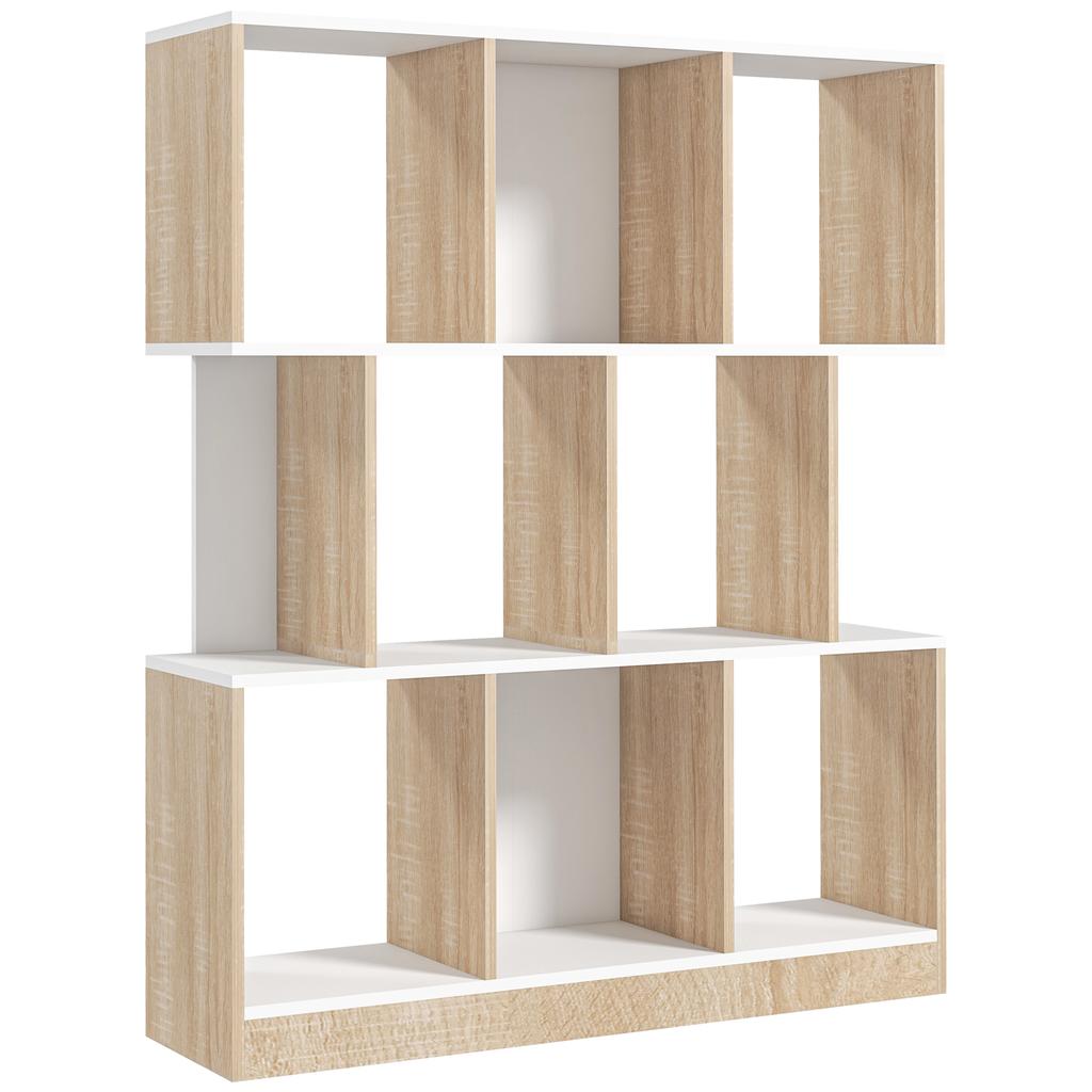 8-Shelf Bookcase Furniture for Living Room and Bedroom, in Wood, 100x27x124 cm, Oak and White