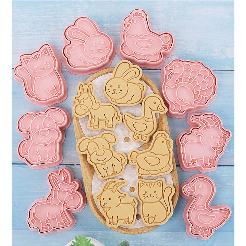 8pcs Cartoon Farm Animals Biscuit Molds Cookie Press Molds DIY Kitchen Accessories Cookie Cutters Set Cookie Cutters