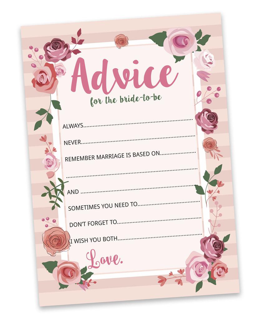 Inkdotpot Bridal Shower Games Advice For The Bride Set Of 50A FloralA Mad Libs Game