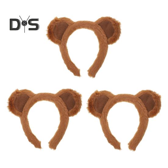 

3/4 шт./компл. повязка на голову с ушками бурого медведя, плюшевые уши животного, обруч для волос, аксессуары для косплея на Хэллоуин 3pcs