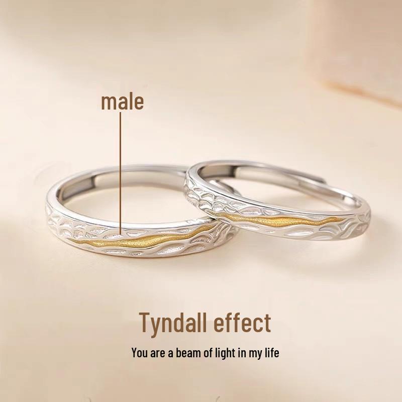 

Valentine s Day Adjustable Copper Couple Rings with Tyndall Effect Design for Weddings Open Adjustable