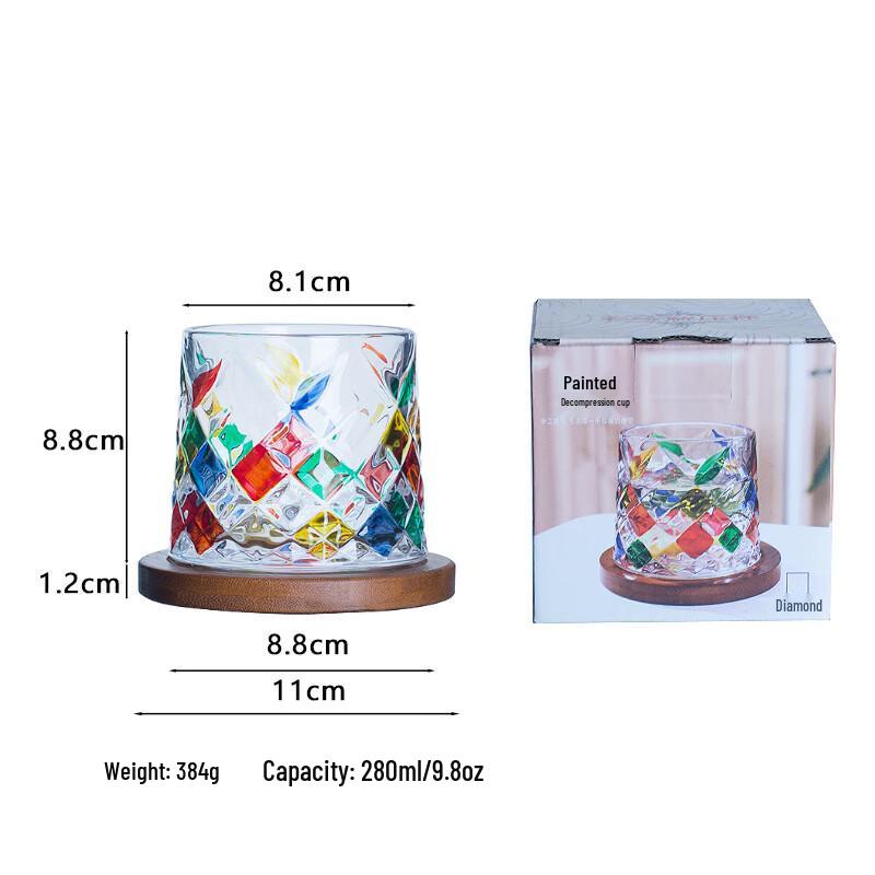 ZhiShi Hand-Painted Embossed Tumbler Whiskey Glass