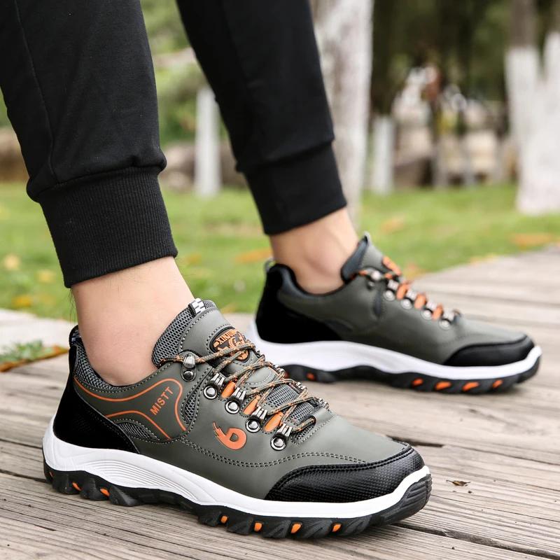 MAEDEF Outdoor Sneakers Men Waterproof Lightweight Breathable Leather Casual Shoes Comfortable Hiking Shoes Fashion Mens Shoes