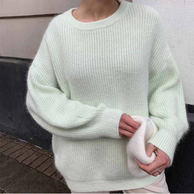 Autumn Winter Faux Mink Loose Knit Sweater - European American Style for Women