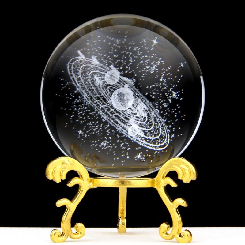 Kryształowa kula 3D ze stojakiem planeta grawerowany laserem układ słoneczny globus prezent astronomiczny prezent urodzinowy szklana kula dekoracja wnętrz