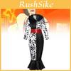 Elegantes Cruella De Vil Cosplay-Kleid mit Kunstfellkragen für Unisex-Erwachsene