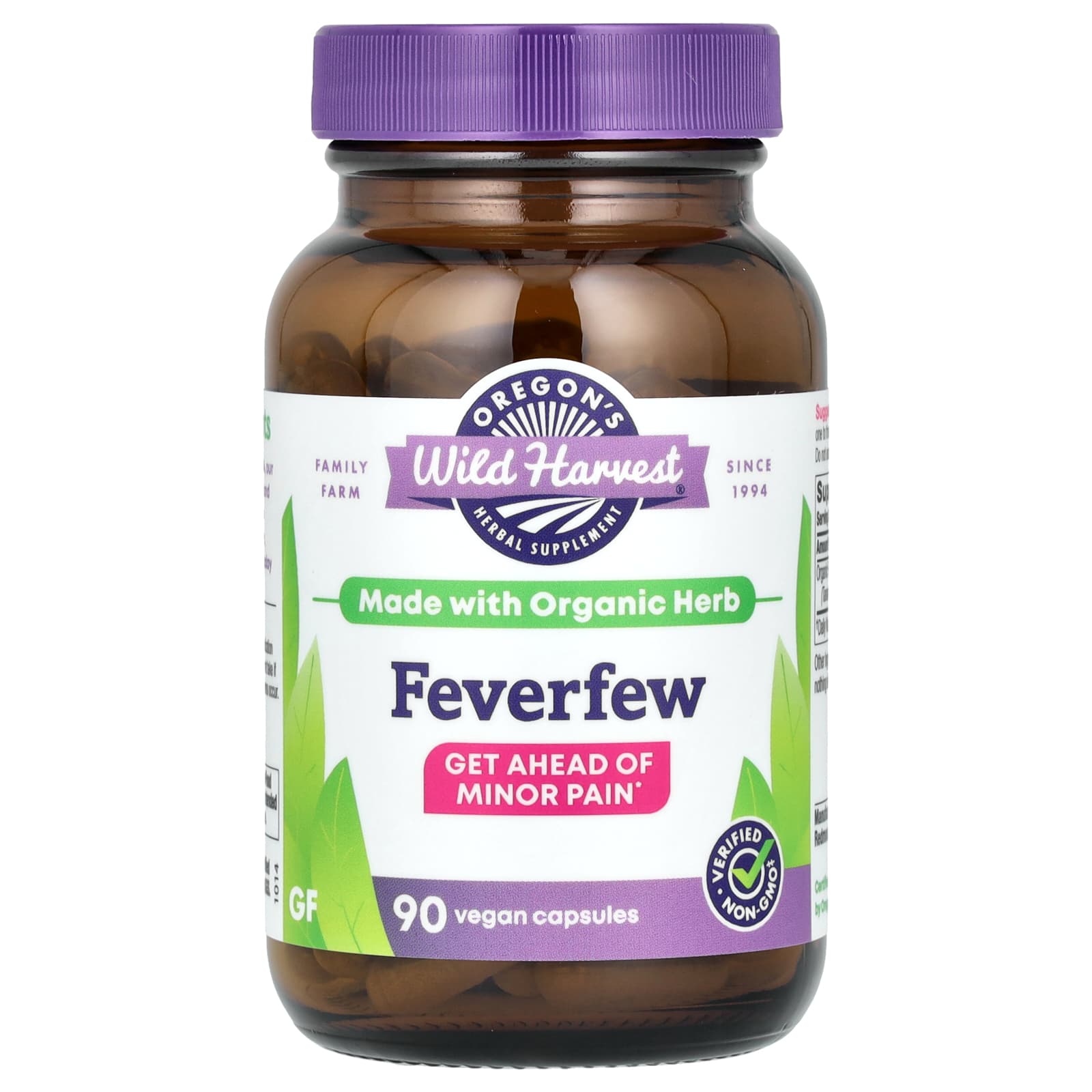 

Oregon S Wild Harvest, Feverfew, Veggie Caps, 90 Count (300Mg/Capsule)