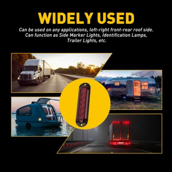 4pcs 6-LED Side Marker Red Lights Clearance Light Truck Trailer RV Waterproof US