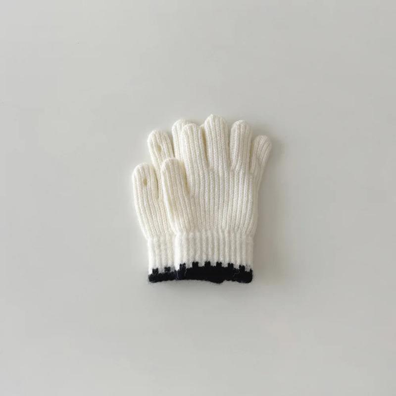 

Korean Style Kids Knit Gloves Winter Warm Mittens Solid Color Gloves Soft Crochet Hand Warmers for Boys Girls Trendy Children
