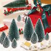 2025 New Year Artificial Mini Cedar Pine Christmas Tree - Snow Covered Xmas Decor with DIY Ornaments for Home Bar Party