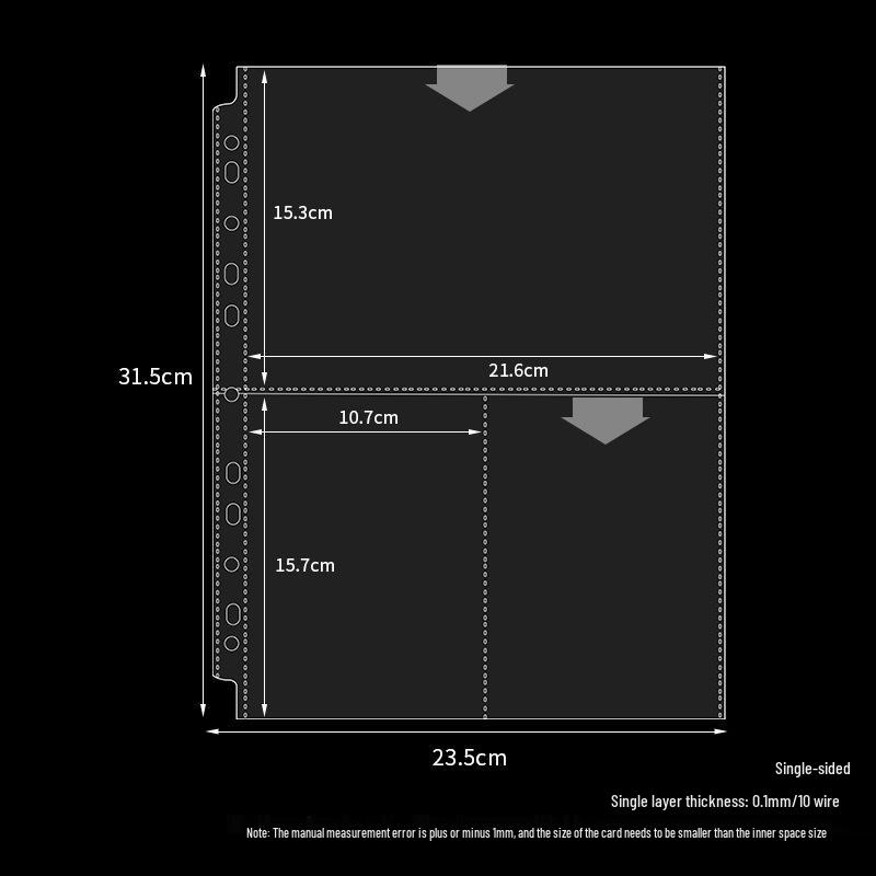 Transparent Card Album Inner Pages for A4/A5/A6/A7 Binders - Nine & Four Pocket Star Fandom Card Storage Refills