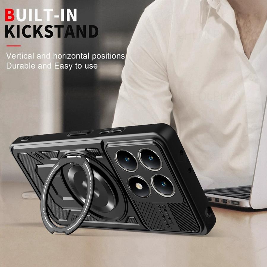 Luxury Shockproof Armor Magnetic Case For Xiaomi Redmi Note 14S 14 13 Pro 5G 14C A5 Poco C75 M6 X6 X7 F7 14T 15 Ultra Ring Cover