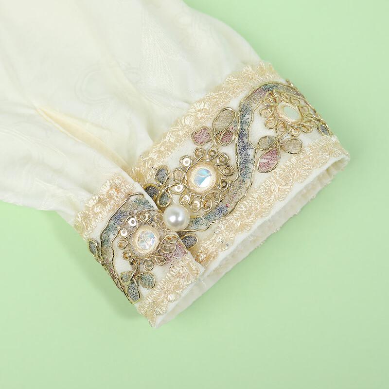 Bailuyu Neo-Chinese Style Jacquard Long-Sleeve Blouse