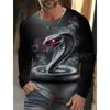 Spring and Autumn Round Neck 3D Snake Pattern Printed Top Fashionable Casual Long Sleeved Men's T-shirts