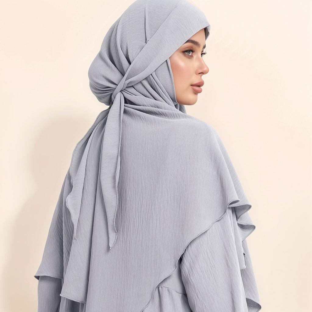 Elegant Long Muslim Head Covering With Tie Closure Women'S Islamic Hijab Prayer Headscarf Ready To Wear Abaya Hijab For Daily