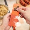 Folded Chopsticks with Storage Pouches Wood Handle Creative Shape Chopsticks for Easy Carrying