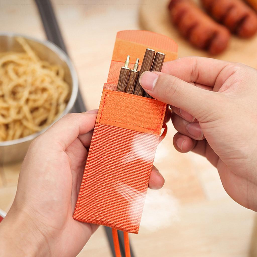Folded Chopsticks with Storage Pouches Wood Handle Creative Shape Chopsticks for Easy Carrying