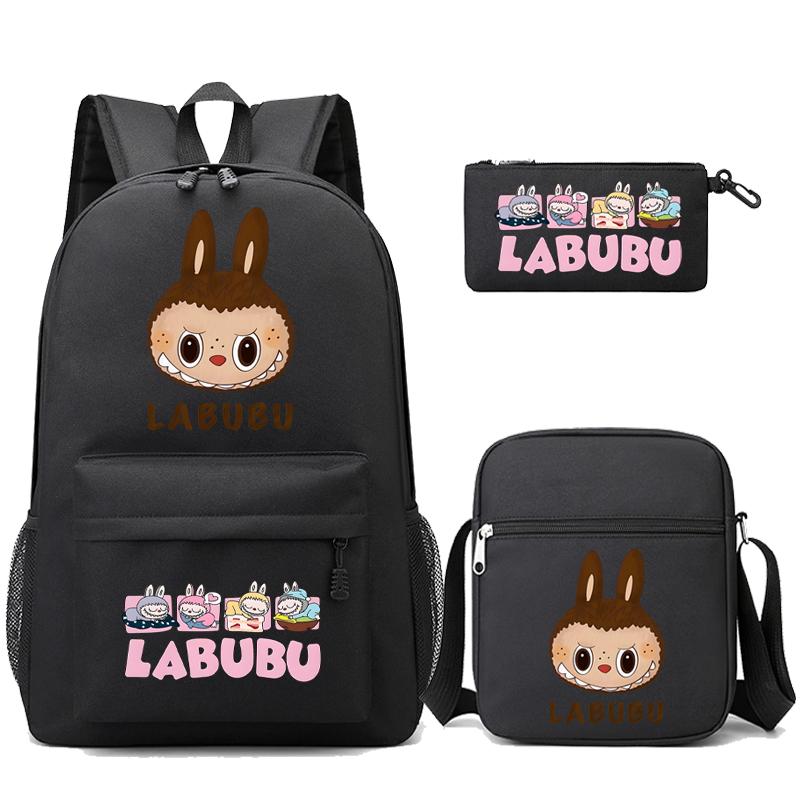 3Pcs/set Cute Printed Backpack with Shoulder Bag Pencil Case Student Girl Boy Schoolbag Large Capacity Bookbag Travel Bag