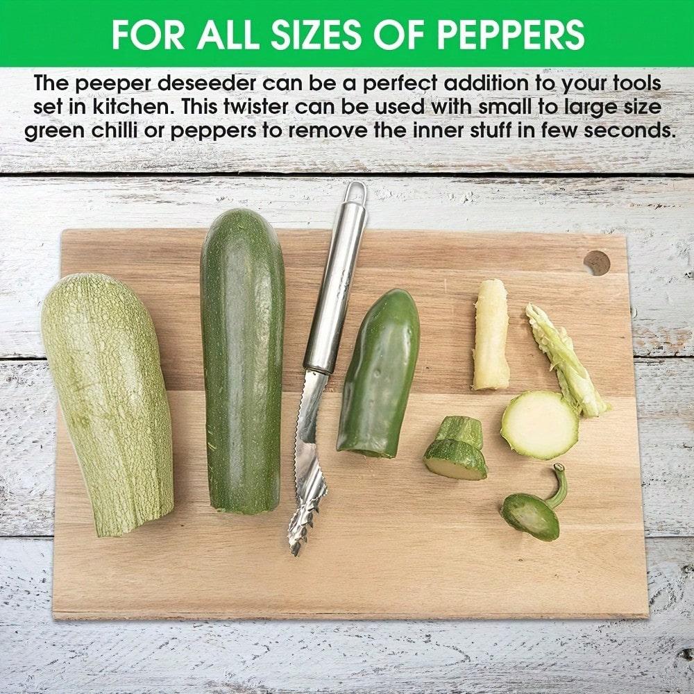 Pepper Corer & Seed Remover - Multifunctional Serrated - Upgrade Your Kitchen with This Stainless Steel