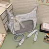 Fashion Aesthetic Soft Fabric Hobo Bag for Women Clear Pocket Ita Crossbody Bag Kawaii Girls Casual Shoulder Bag for Daily
