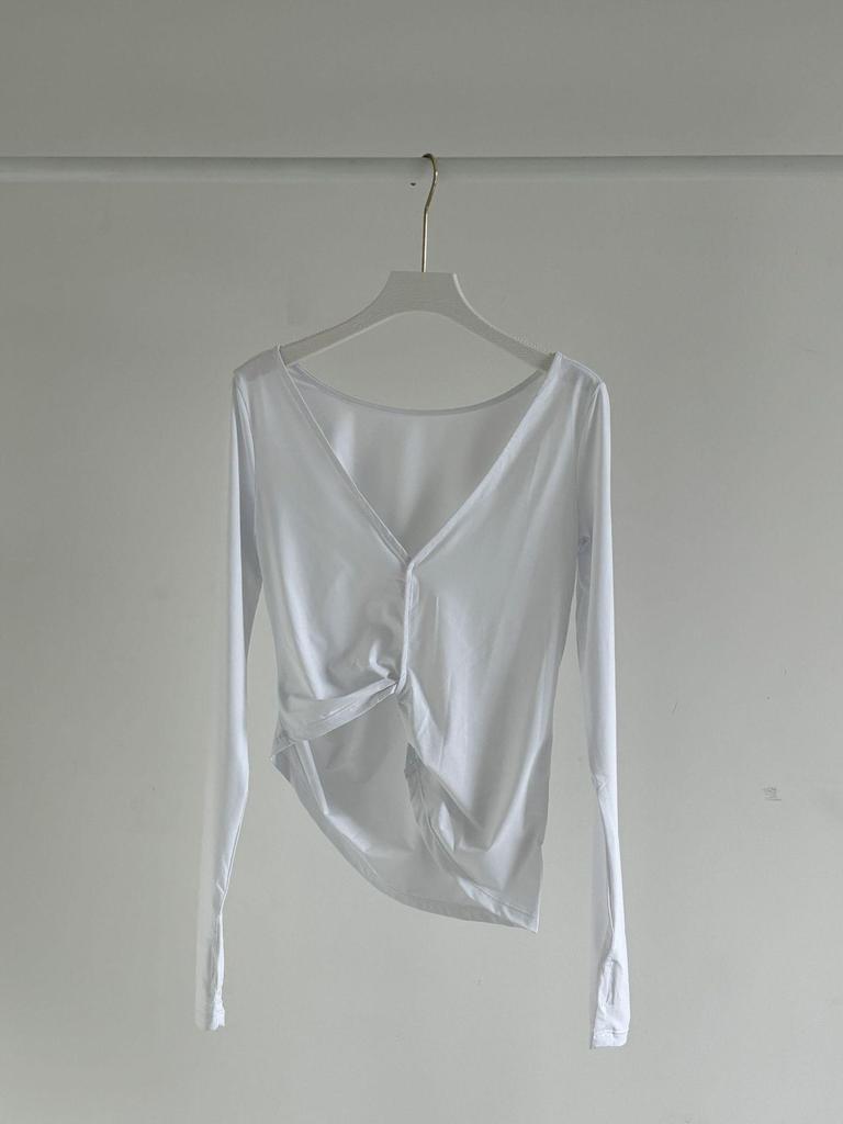 Women's Autumn V-Neck Long Sleeve Yoga Top - Nude Feeling, Ideal for Running, Fitness, and Pilates