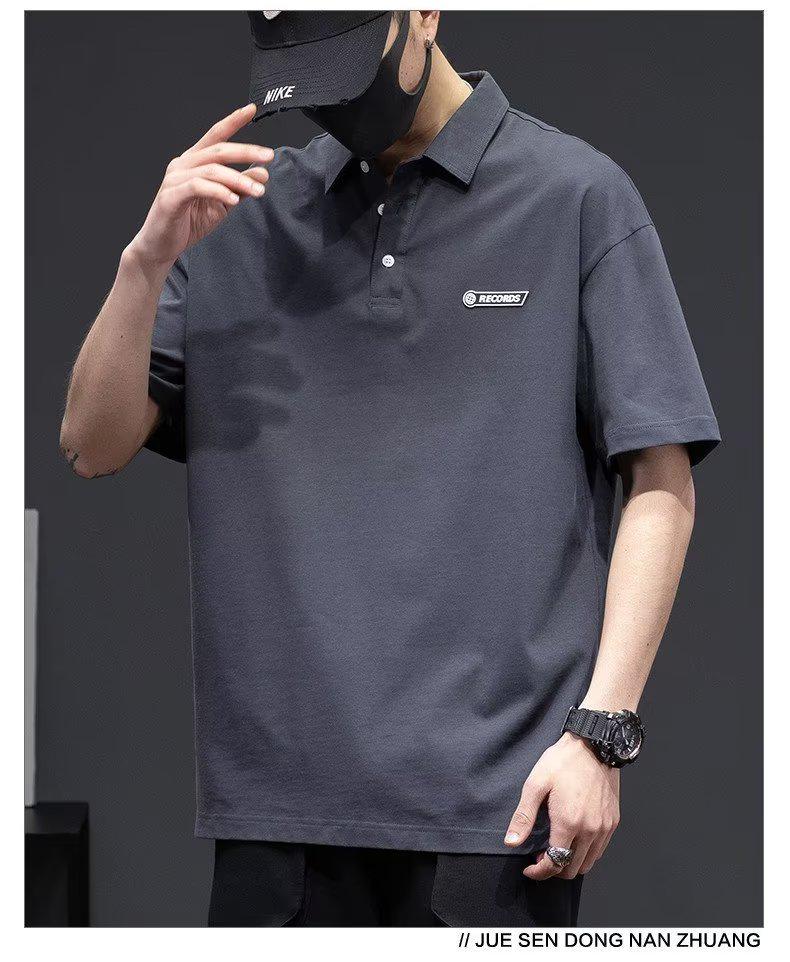 

Мужская летняя белая футболка-поло Ice Silk - с короткими рукавами, свободный крой, модный американский дизайн 2XL темно-серого