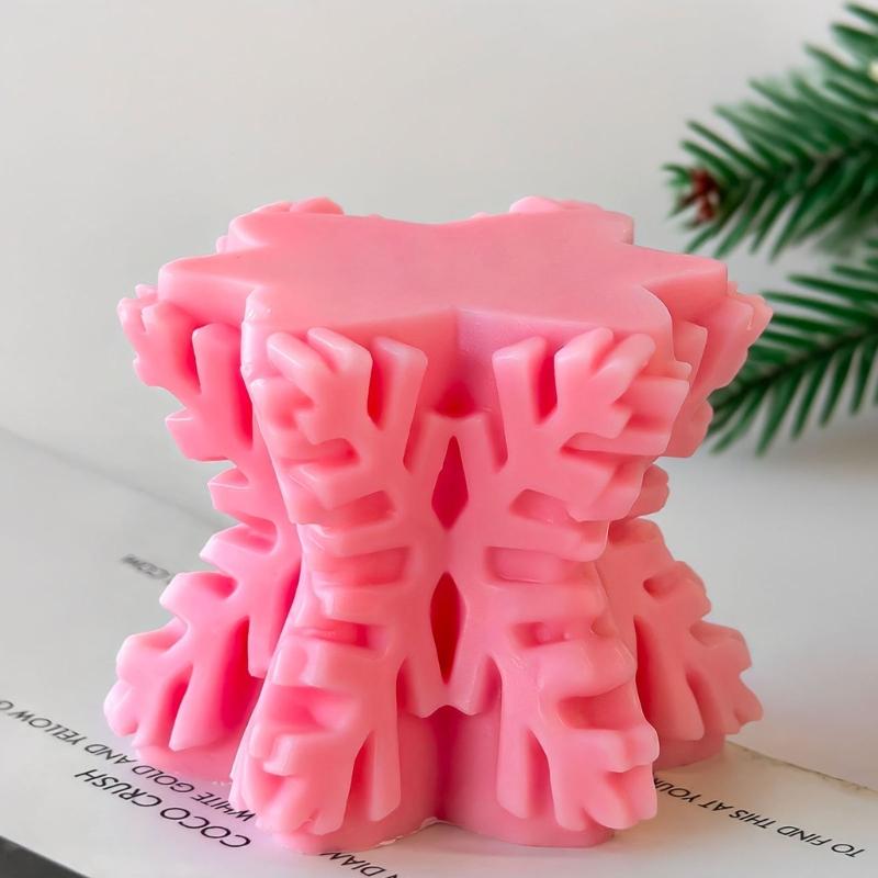 Weihnachten Silikonform Ornamentformen Schneeflocke Säulenkerzenformen Gießform Epoxidharzformen Bastelbedarf