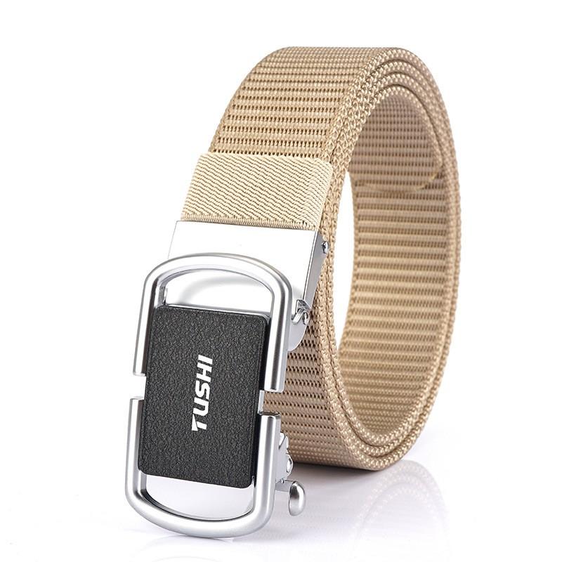 3.5cm Toothless Automatic Buckle Belt Men's Outer Nylon Casual Pants