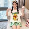 2026 Girls' Summer Cute Cartoon Pajamas Set - Short Sleeve & Long/Short Pants