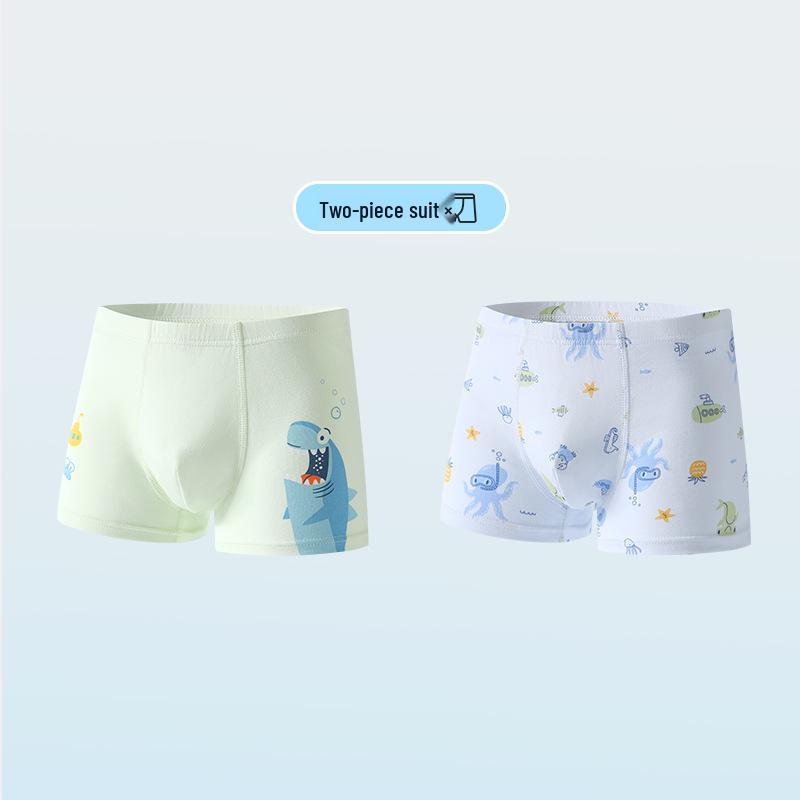 Wide Waist Non-Binding Boys' Pure Cotton Cartoon Boxer Briefs, Antibacterial Crotch, Class A, Four-Corner Design, Primary School Underwear