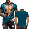 Men's Realistic 3D Muscle Tattoo Printed T-Shirt Funny Novelty Casual Camiseta Summer Holiday Streetwear Short Sleeve Tees