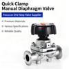 Sanitäres Edelstahl 316L Tri-Clamp Membranventil Schnelle Installation Außendurchmesser 50,5 mm für Prozesssteuerung