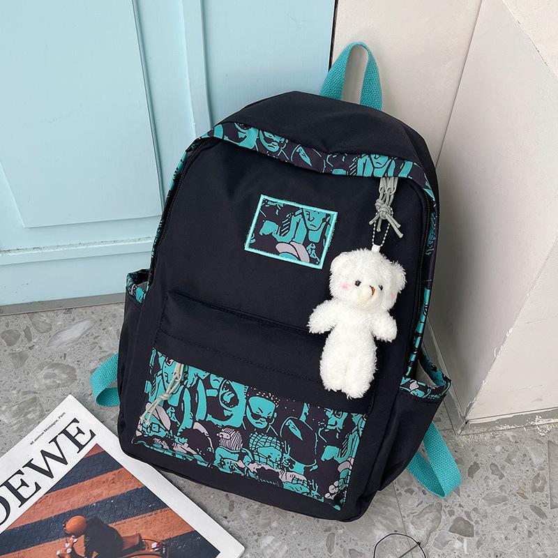 

Новая студенческая сумка, простой рюкзак большой вместимости, мультяшная граффити расцветка, модный рюкзак для кампуса single pack