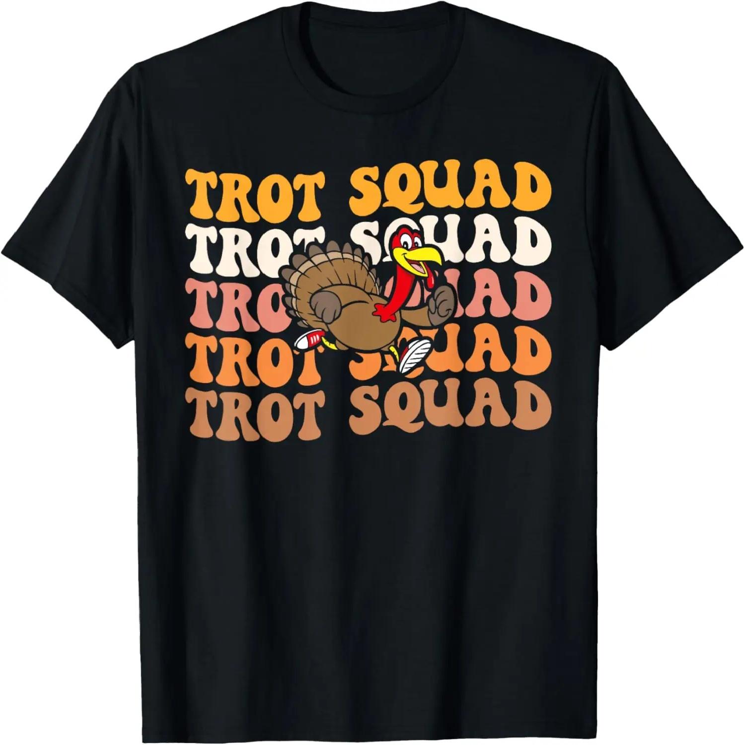 Retro Groovy Turkey Trot Squad Thanksgiving Turkey Runner T-Shirt XXXXL