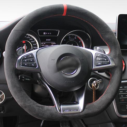 

Customized Real Alcantara Steering Wheel Cover for Mercedes Benz W176 W246 W205 C117 R231 R172 AMG C43 Braid on Steering Wheel