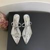 Evening wind silver thick-bottomed wedge cross slippers for women to wear 2025 new summer French holiday cool slippers