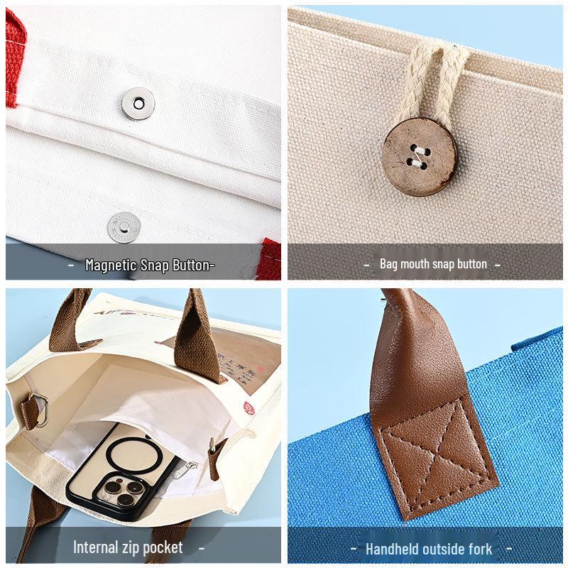 Custom Logo 3D High-End Enterprise Crossbody Tote with Ribbon – University Full Print Canvas Handbag